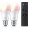 Wiz E27 standardpære med fjernbetjening, 2200K-6500K, 8W, 2-pak