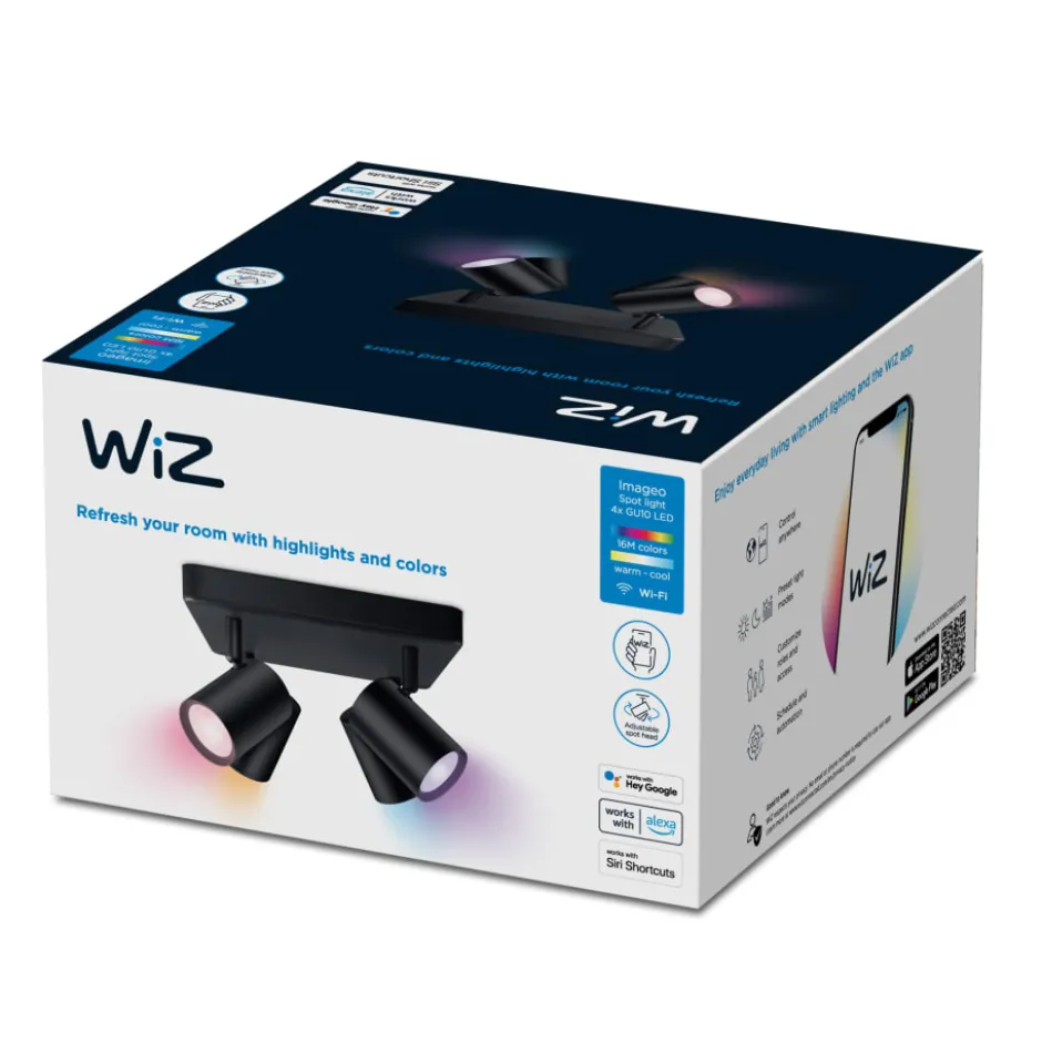 Wiz Imageo rund spotlampe, farveskift + hvid, sort