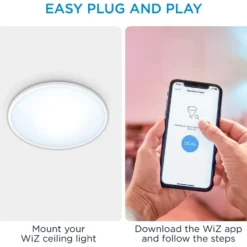 Wiz Superslim plafond, justerbar hvid, hvid, Ø24 cm