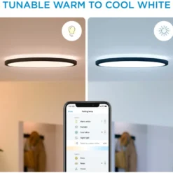 Wiz Superslim plafond, justerbar hvid, sort, Ø55 cm